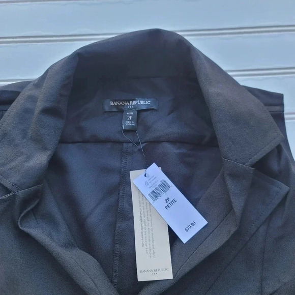 NWT $79 Banana Republic Dress Womens Black Faux Wrap Up Collared Work Petite 2P - Picture 5 of 13